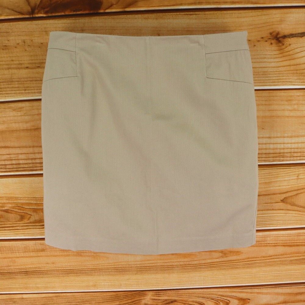 Attention Pencil Skirt Womens Size 8 Beige Cotton Blend Lined Zip Closure